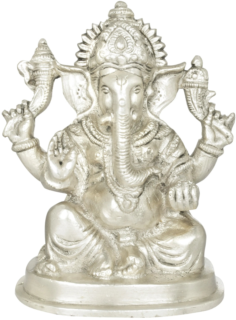 4" Small Ganesha Handmade Brass Statue for Pooja