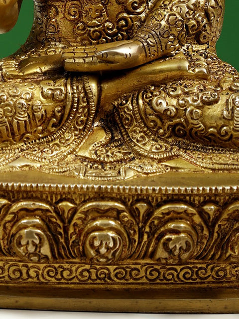9" Brass Lord Buddha In Vitark Mudra | Handmade | Made In India
