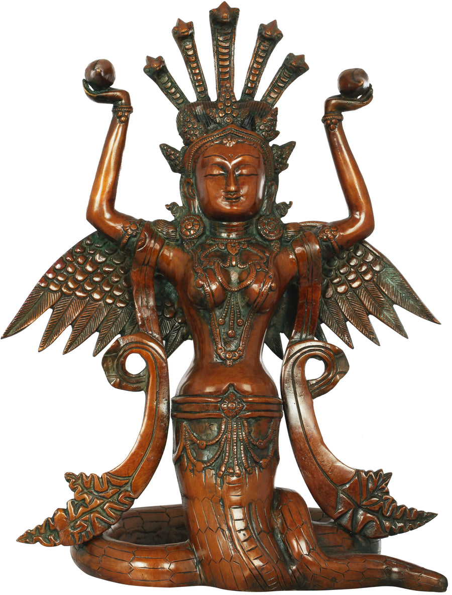 15" Naga Kanya Snake Woman Handmade Brass Statue