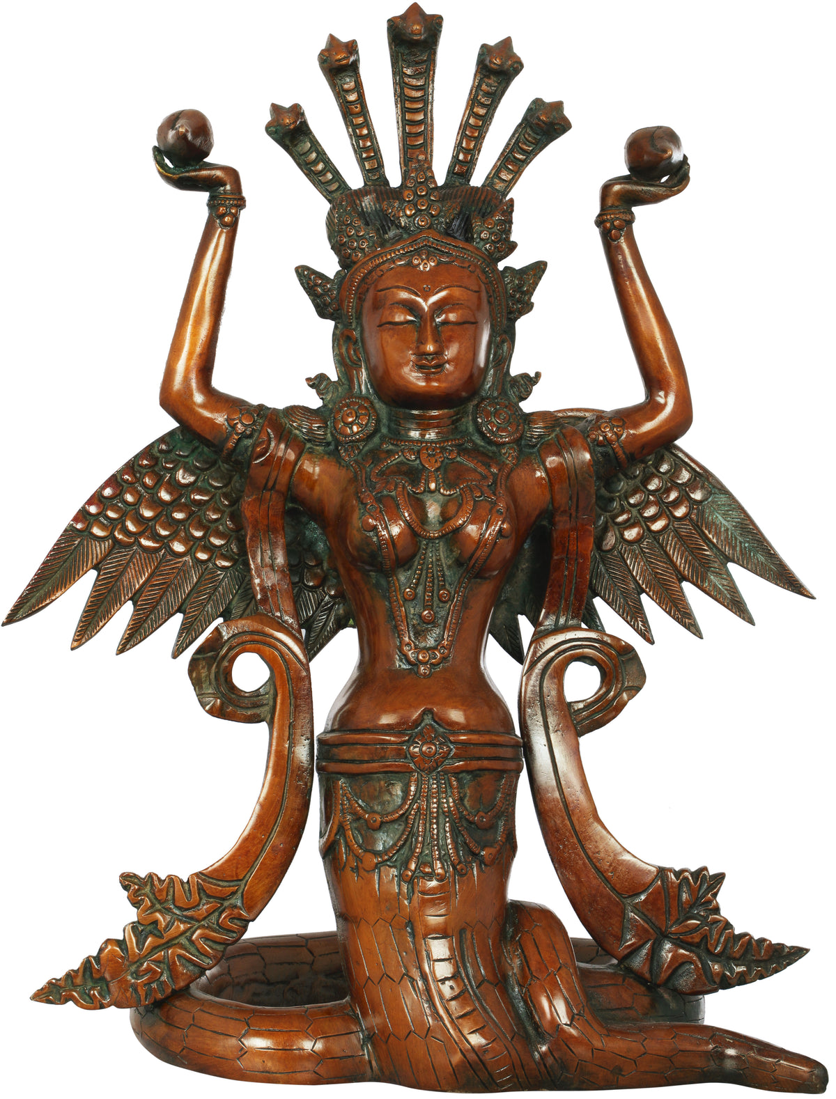 15" Naga Kanya (The Snake Woman) In Brass | Handmade | Made In India
