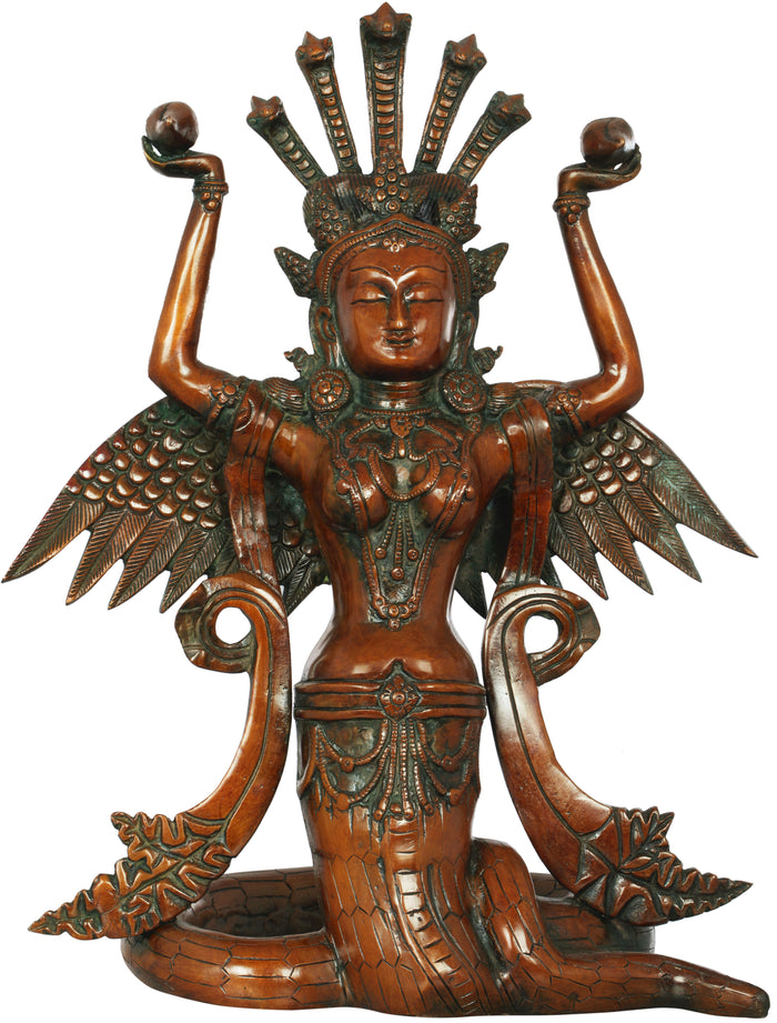 15" Naga Kanya (The Snake Woman) In Brass | Handmade | Made In India