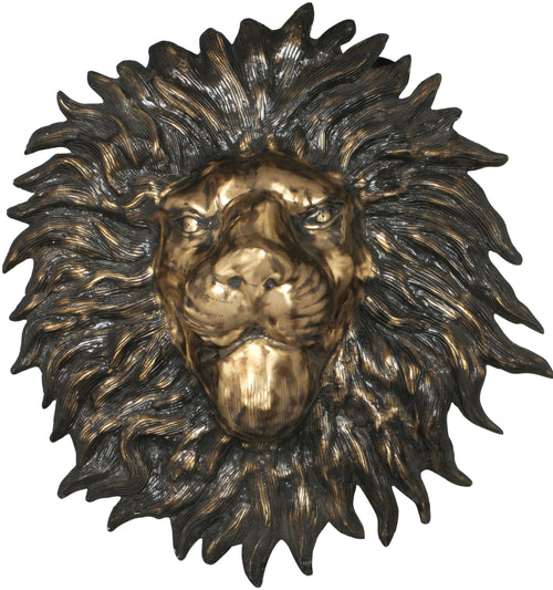Large Brass Lion Mask Wall Hanging for Home Decor