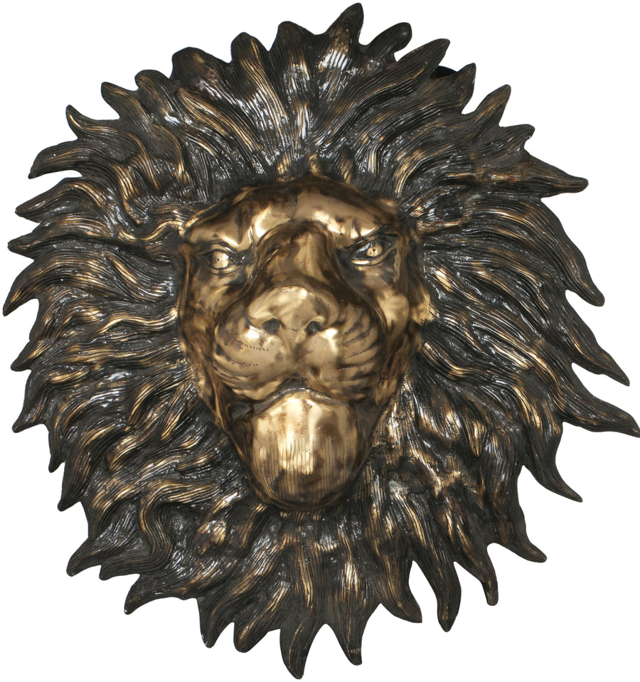 Large Brass Lion Mask Wall Hanging for Home Decor
