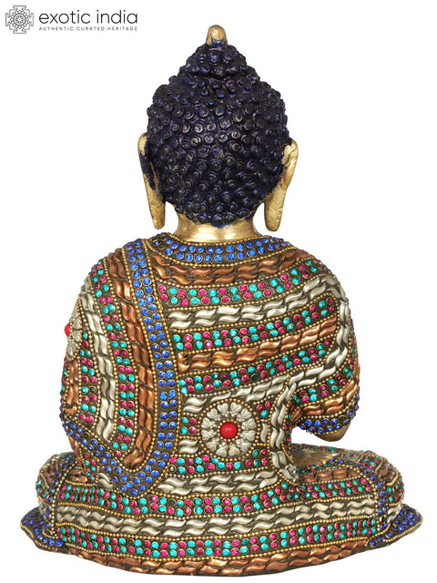 7" Tibetan Buddhist Deity Preaching Buddha In Brass | Handmade | Made In India