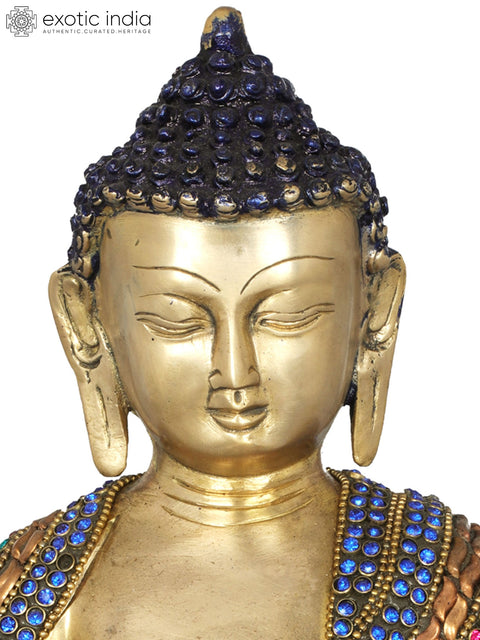 7" Tibetan Buddhist Deity Preaching Buddha In Brass | Handmade | Made In India