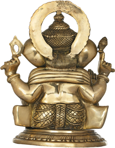 17" Ganesha with Large Ears Granting Abhaya In Brass | Handmade | Made In India
