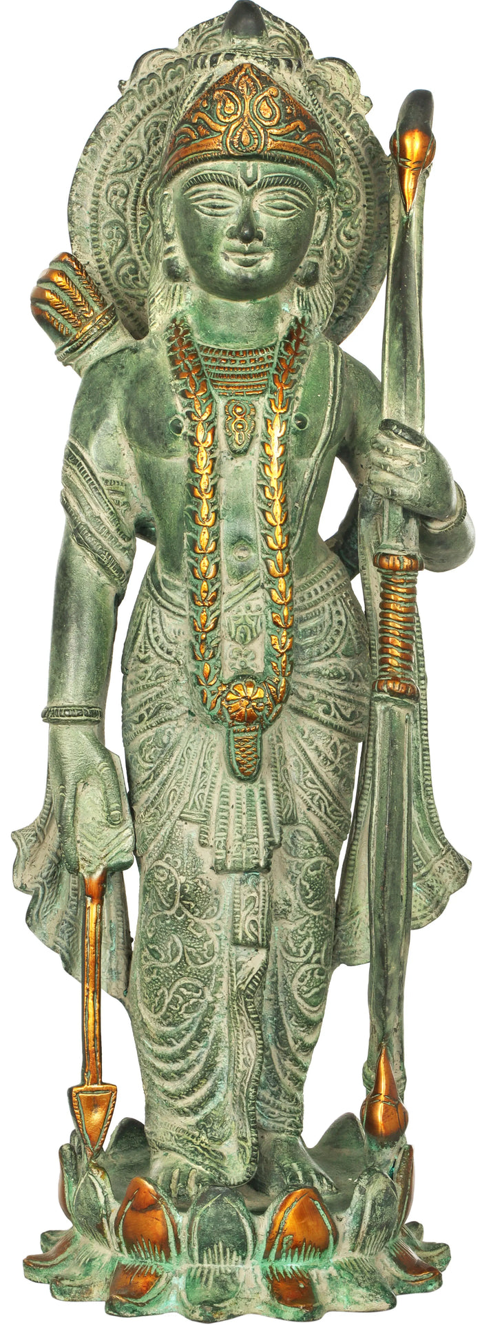 16" Lord Rama Handmade Brass Statue for Home Decor