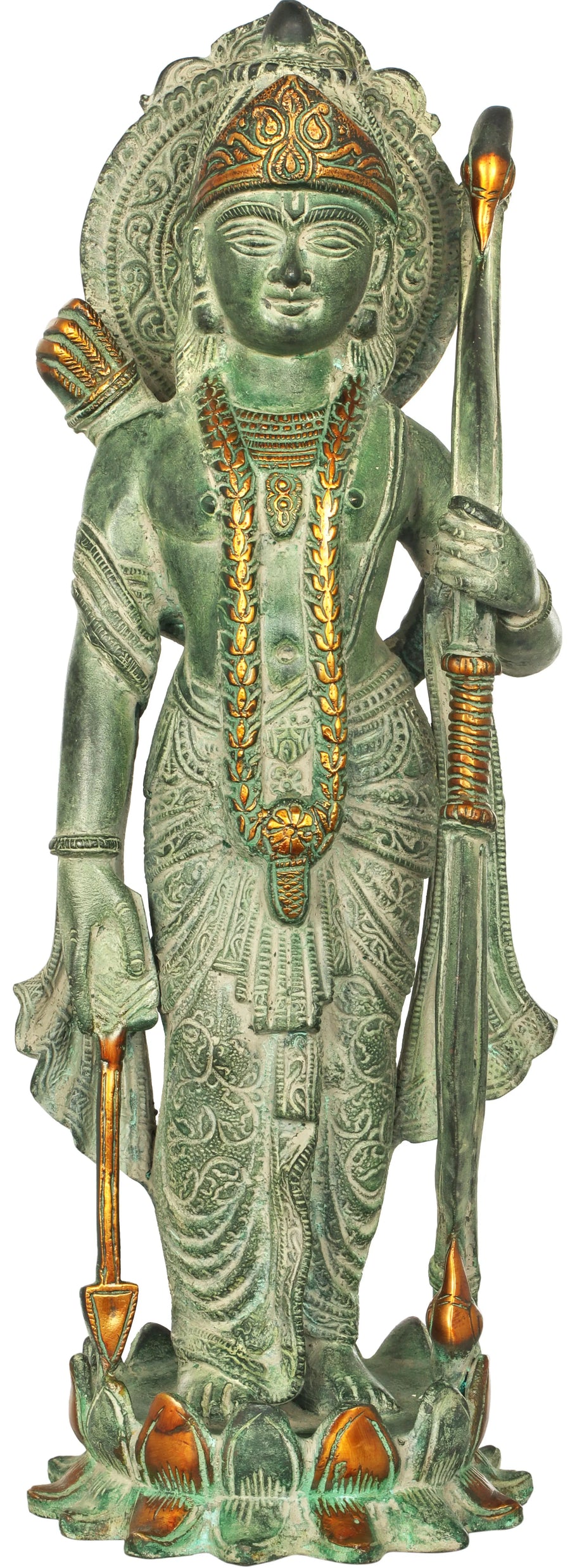 16" Lord Rama Handmade Brass Statue for Home Decor