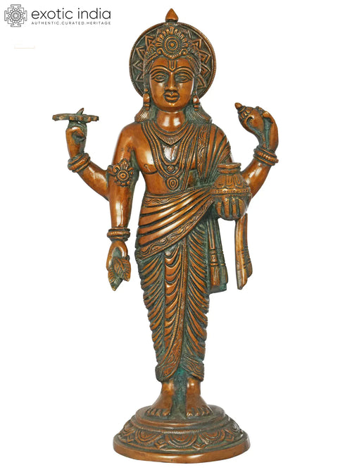 15" Dhanvantari Brass Statue for Pooja - Physician of Gods