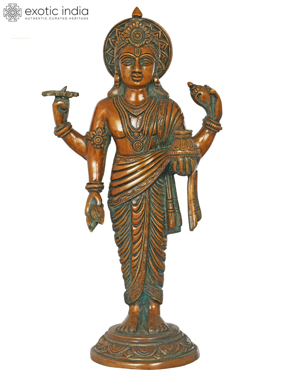 15" Dhanvantari Brass Statue for Pooja - Physician of Gods