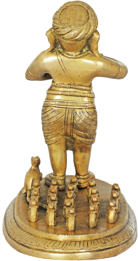 7" Ganesha in Concert with Rats In Brass | Handmade | Made In India