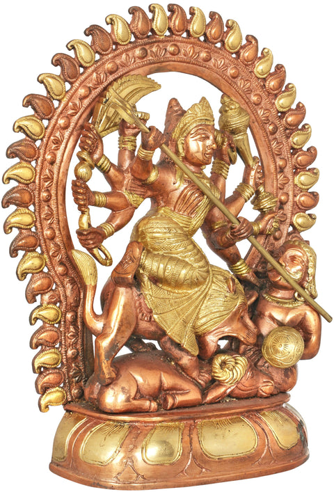 12" Mahishasura-Mardini Goddess Durga in Brass | Handmade | Made in India