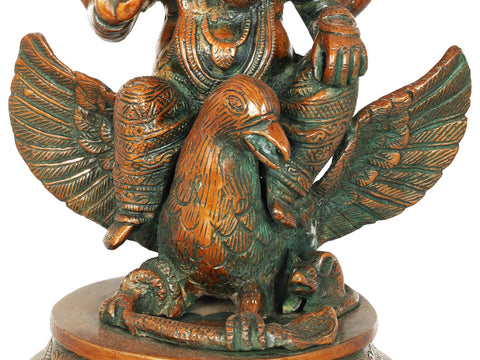 10" Ganesha Statue Riding on Garuda | Handmade Brass Figurines | Made in India