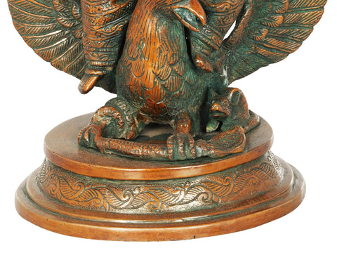 10" Ganesha Statue Riding on Garuda | Handmade Brass Figurines | Made in India