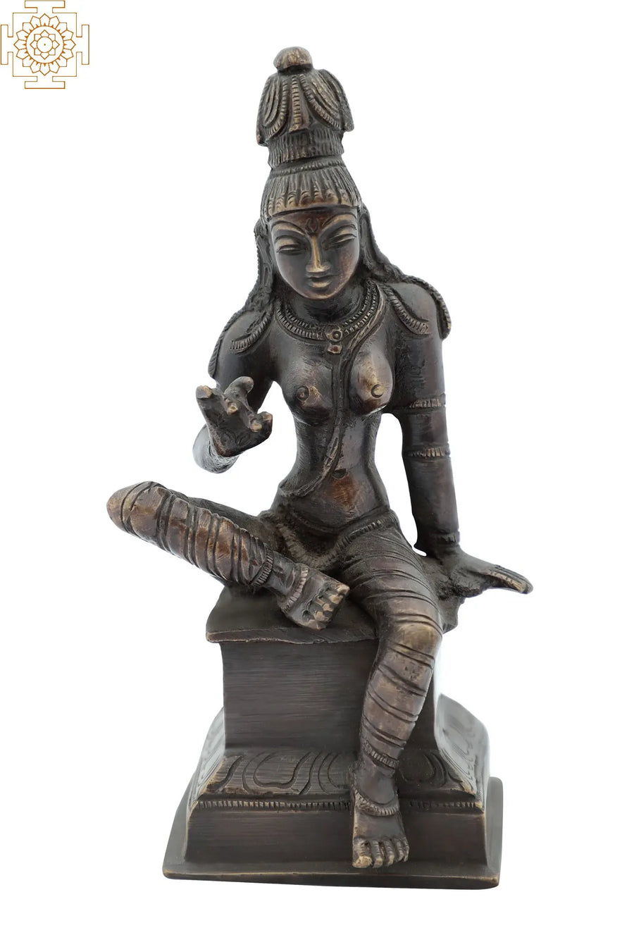 6" Parvati Lalita Roop Brass Handmade Statue