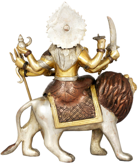 11" Goddess Durga In Brass | Handmade | Made In India
