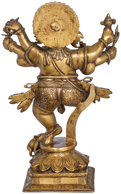 19" An Ecstatic Dancing  Ganesha In Brass | Handmade | Made In India
