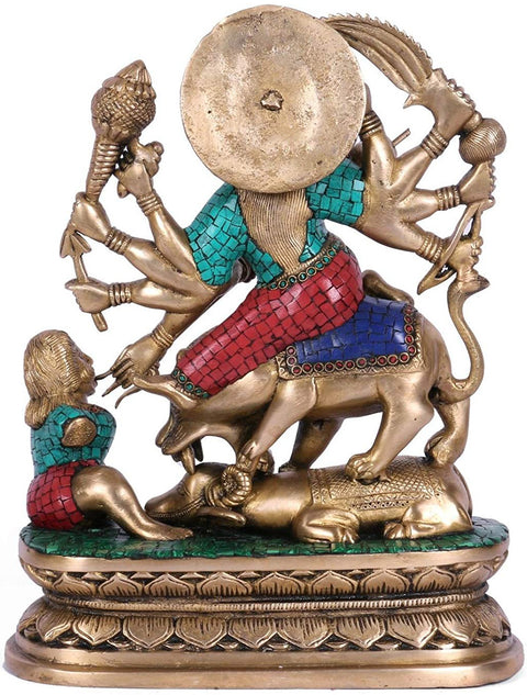 13" Mahishasuramardini Goddess Durga In Brass | Handmade | Made In India