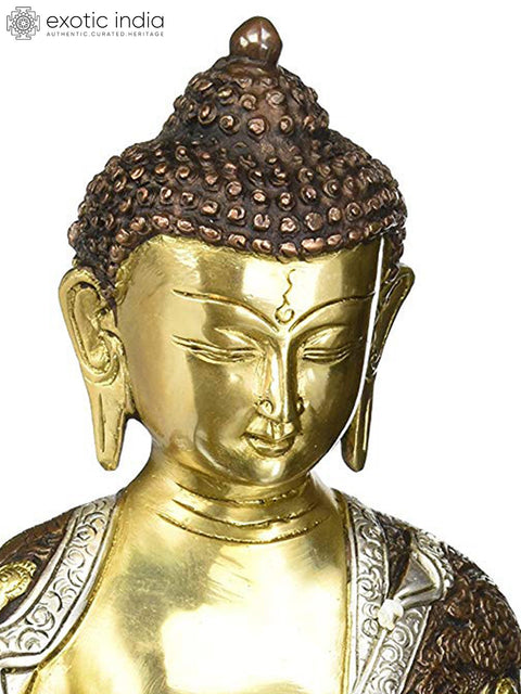 12" Tibetan Buddhist Blessing Buddha In Brass | Handmade | Made In India