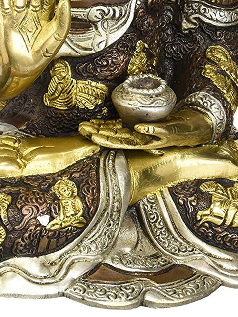 12" Tibetan Buddhist Blessing Buddha In Brass | Handmade | Made In India