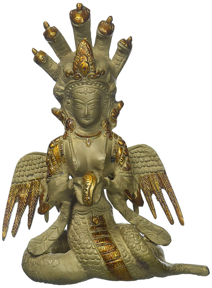 8" Naga Kanya (The Snake Woman) In Brass | Handmade | Made In India
