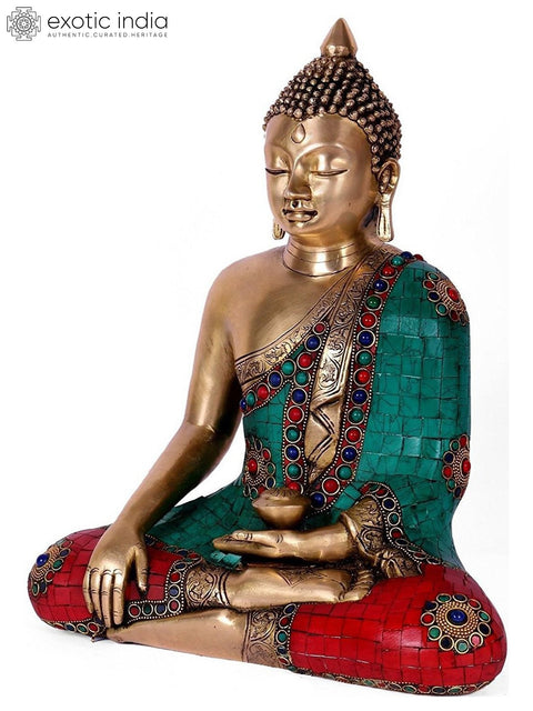 10" Large Bhumisparsha Lord Buddha In Brass | Handmade | Made In India