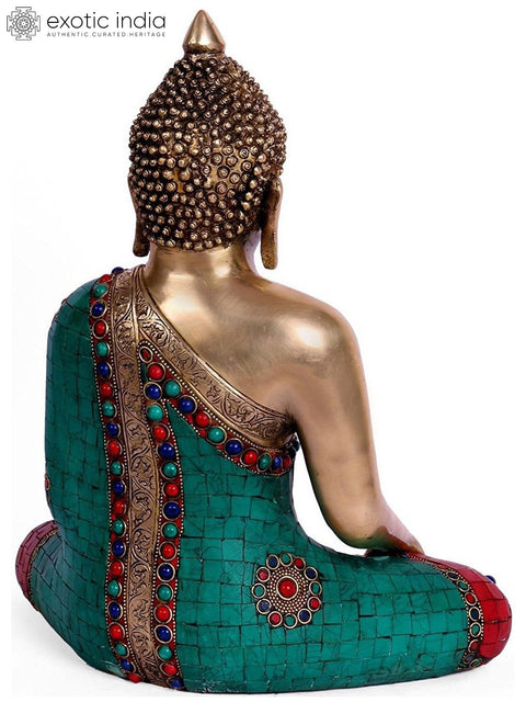 10" Large Bhumisparsha Lord Buddha In Brass | Handmade | Made In India