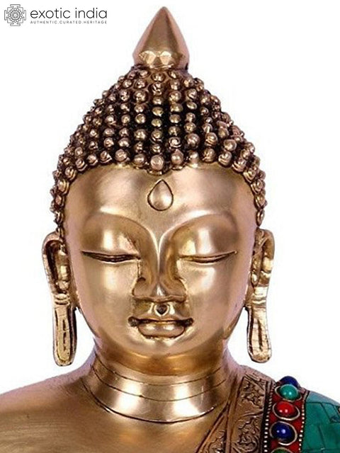 10" Large Bhumisparsha Lord Buddha In Brass | Handmade | Made In India