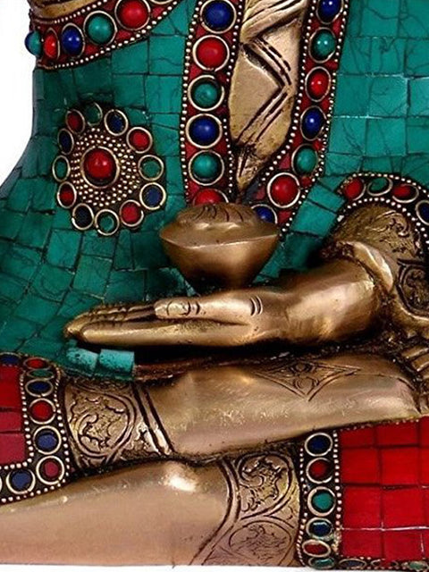 10" Large Bhumisparsha Lord Buddha In Brass | Handmade | Made In India