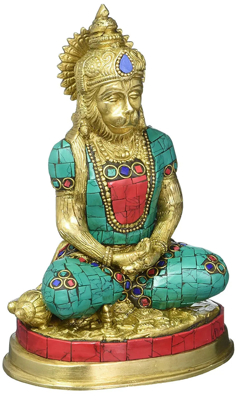 7" Handmade Lord Hanuman in Dhyana Mudra Brass Statue