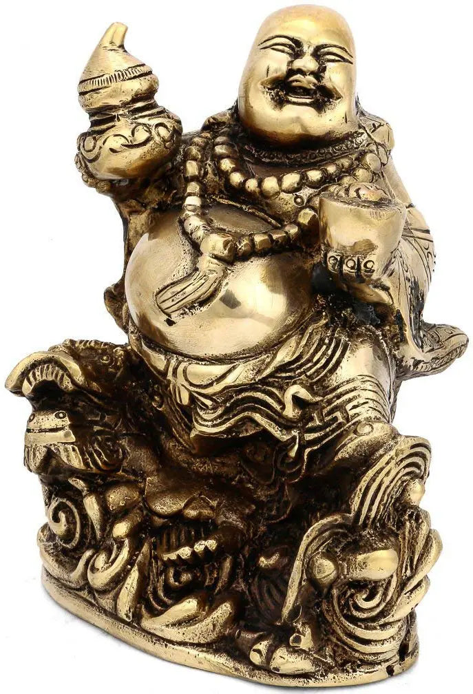 7" Laughing Buddha Statue in Brass | Handmade | Made in India
