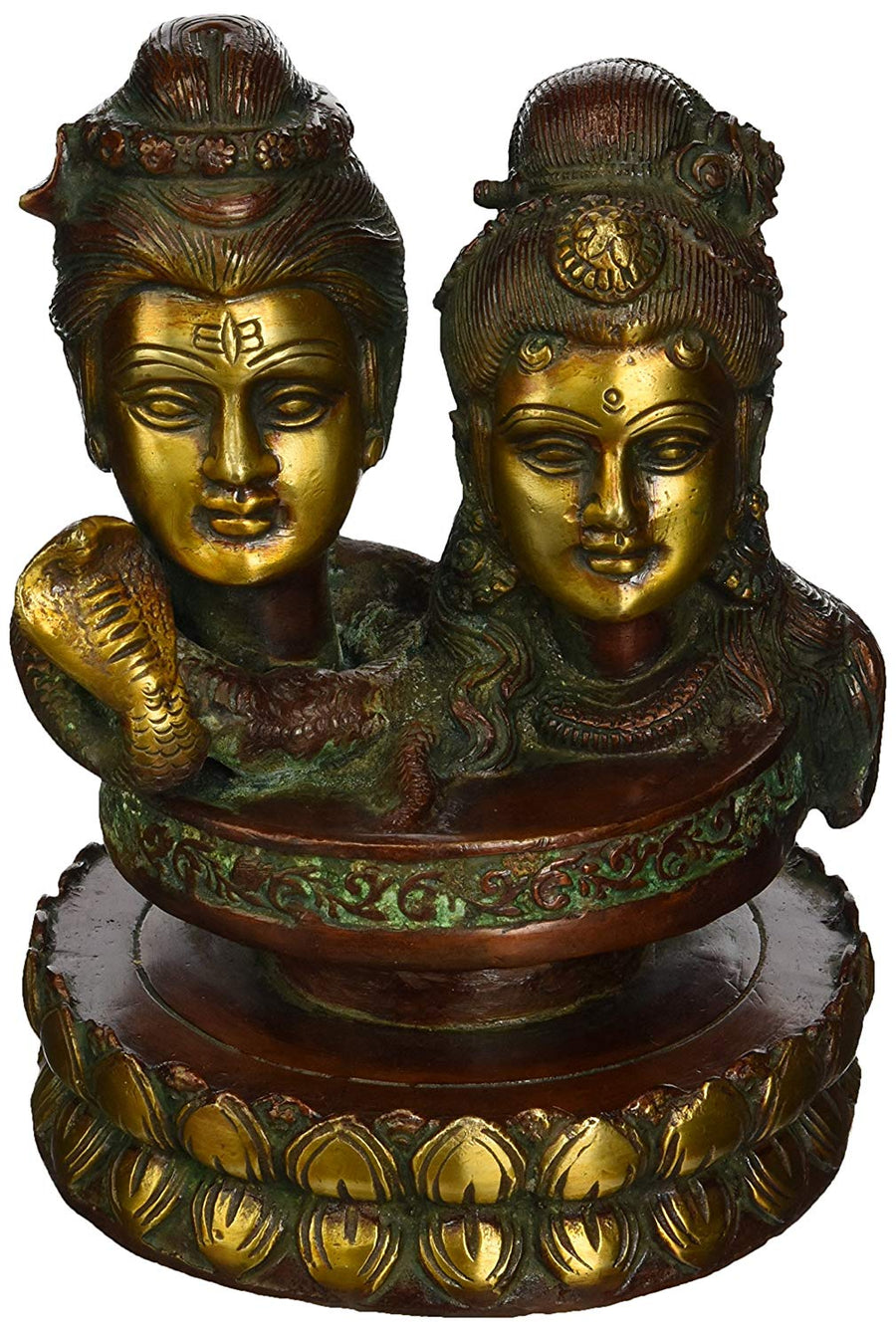 6" Lord Shiva and Goddess Parvati Brass Sculpture Handmade