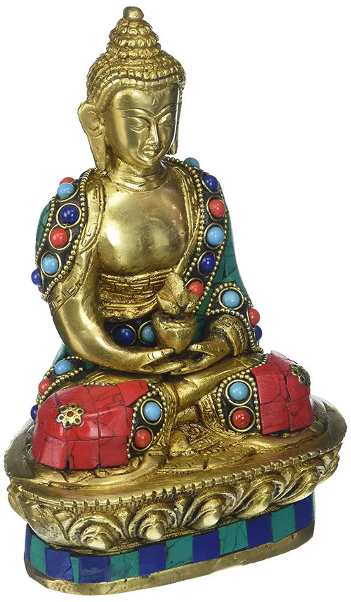 7" Brass Lord Buddha Statue in Dhyana Mudra Handmade