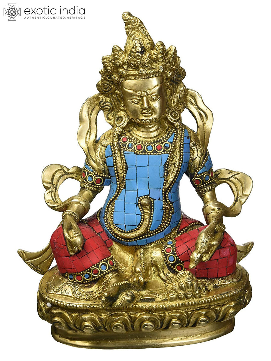 9" Handmade Kubera Tibetan Buddhist Brass Idol for Pooja