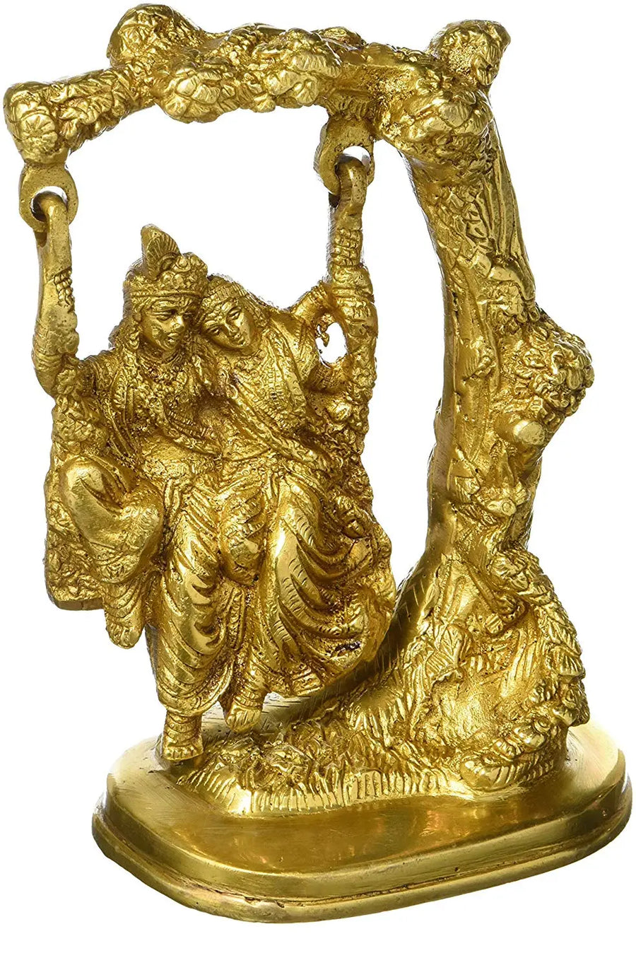 4" Radha Krishna Swing Brass Statue Handmade