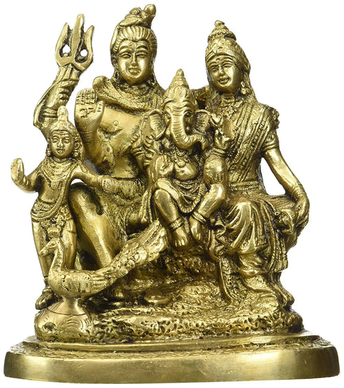 5" Shiva Parivar Handmade Brass Statue for Pooja