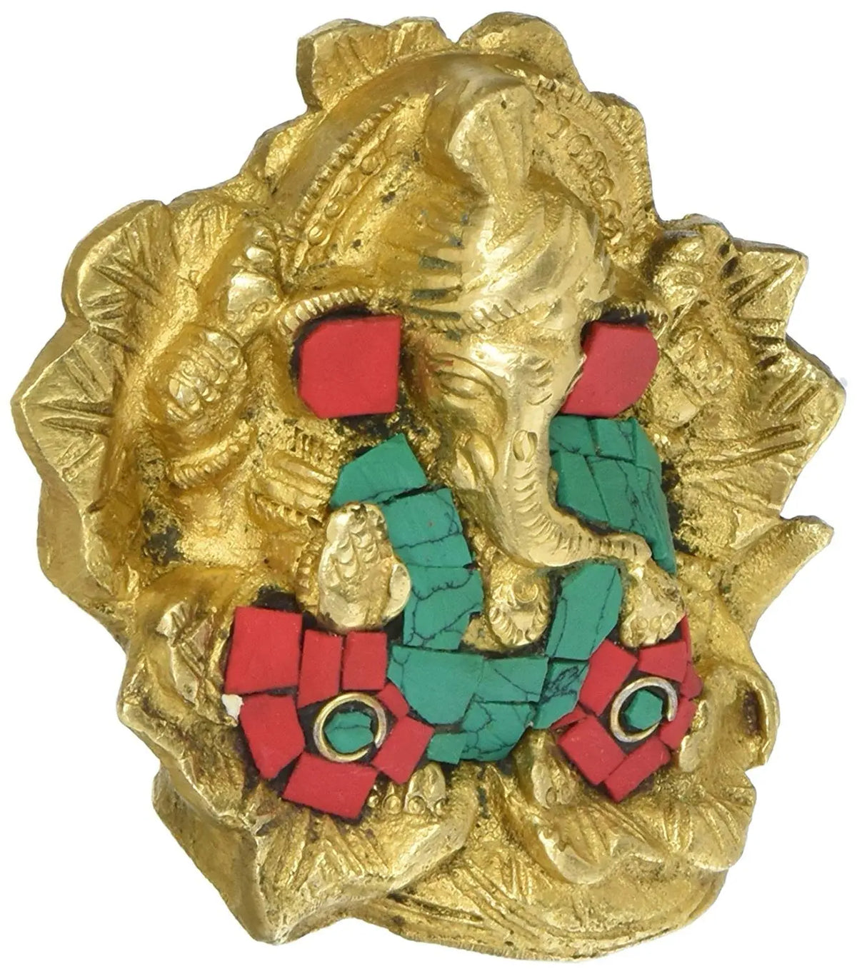 3" Lord Ganesha with Inlay In Brass | Handmade | Made In India