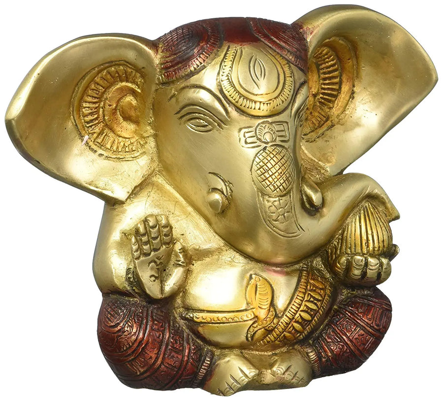 7" Brass Long Ear Lord Ganesha Handmade Statue