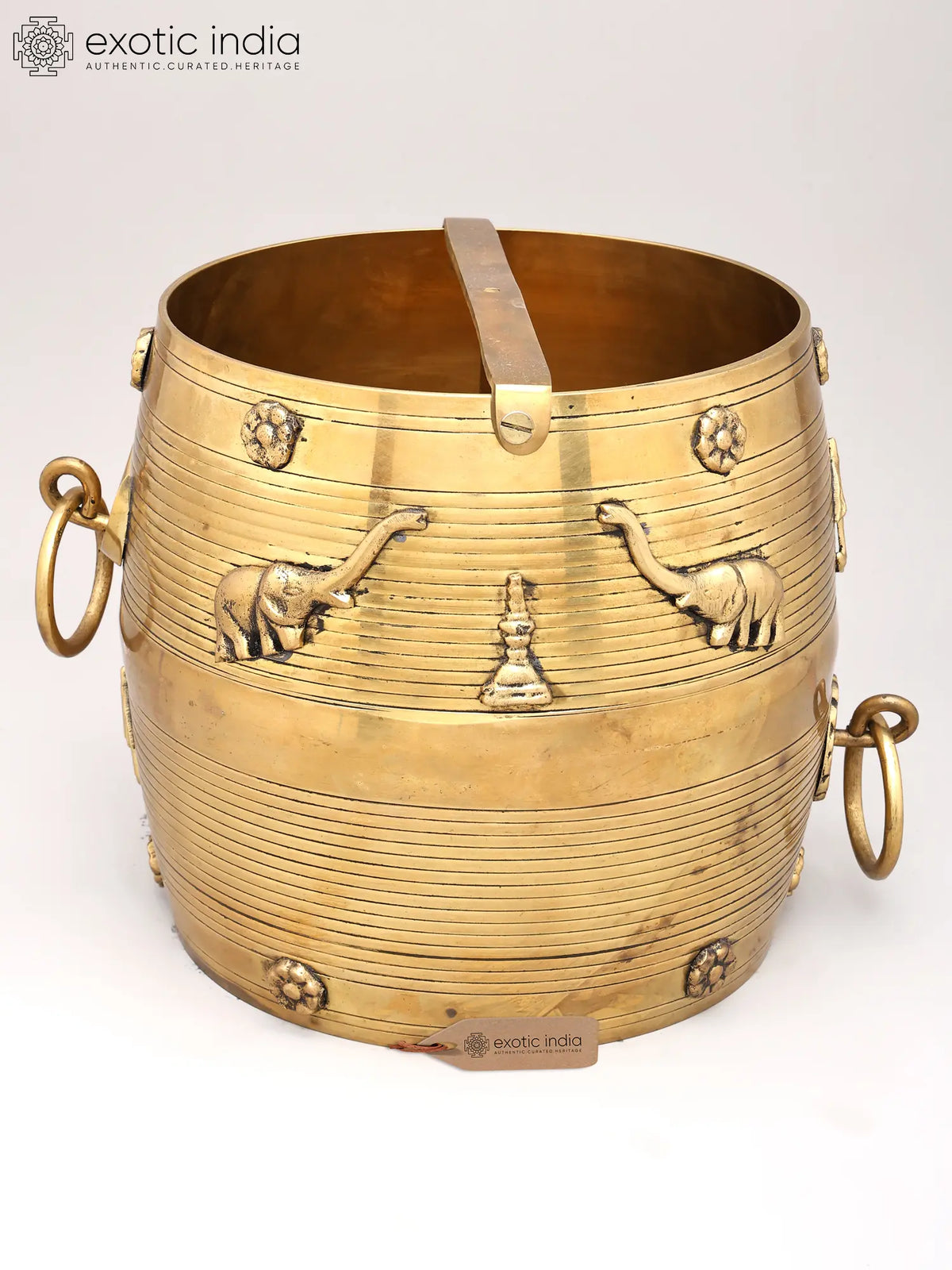 9" Ritual Vessel for Storing Rice in Brass | Handmade | Made in India