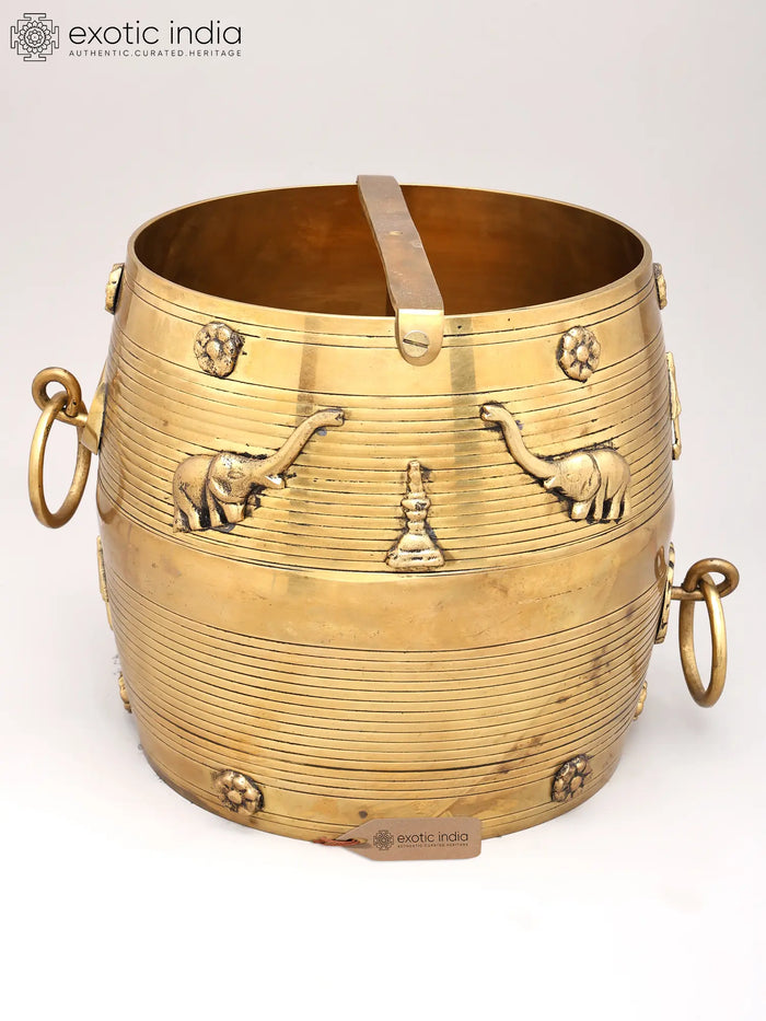 9" Ritual Vessel for Storing Rice in Brass | Handmade | Made in India