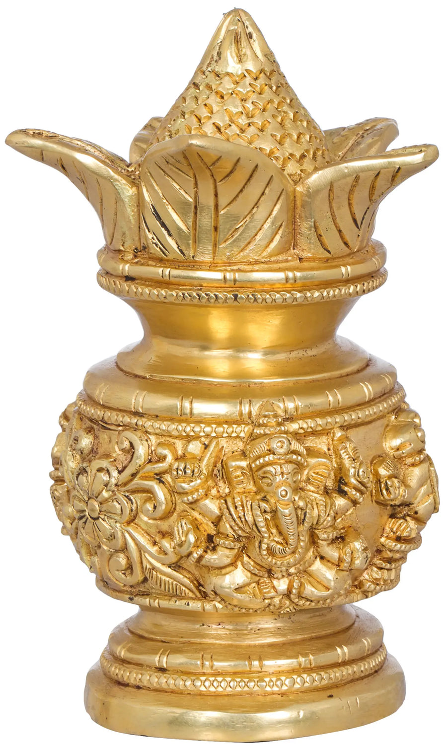 6" Brass Coconut Kalash Statue for Ganesha Pooja