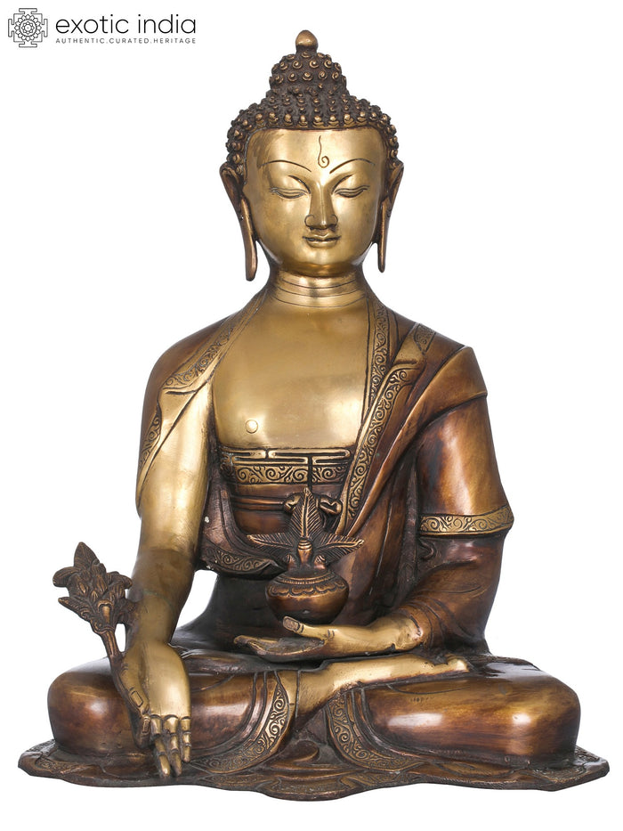 15" Medicine Buddha Tibetan Brass Statue Handmade