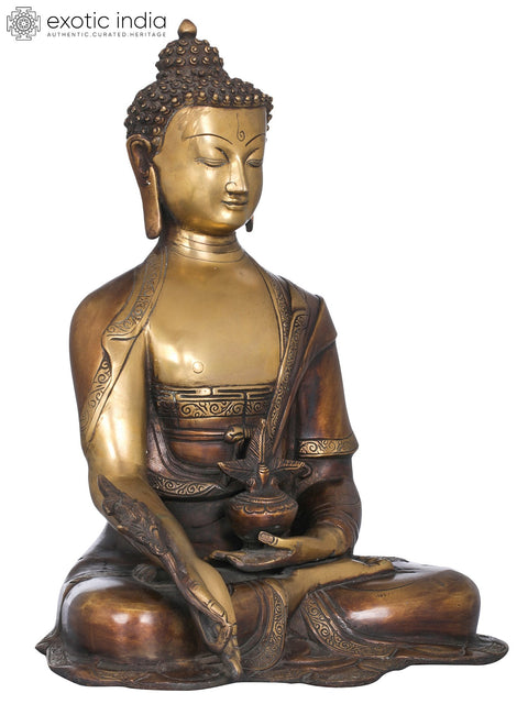 15" The Medicine Buddha (Tibetan Buddhist Deity) In Brass | Handmade | Made In India
