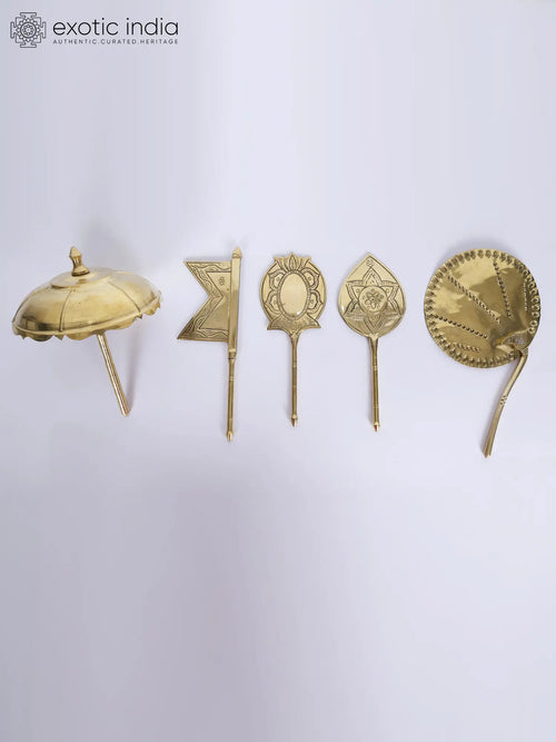 Set of Five Shodasa Upachara Brass Statues for Pooja