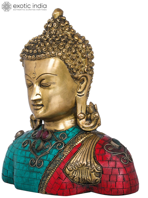 8" Lord Buddha Bust (Tibetan Buddhist) In Brass | Handmade | Made In India