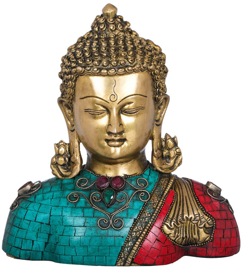 8" Lord Buddha Bust (Tibetan Buddhist) In Brass | Handmade | Made In India