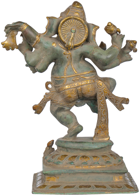 12" Six Armed Joyous Dancing Ganesha In Brass | Handmade | Made In India