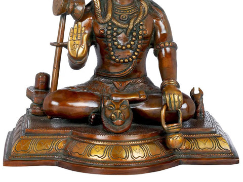 10" Blessing Shiva With Shiva Linga In Brass