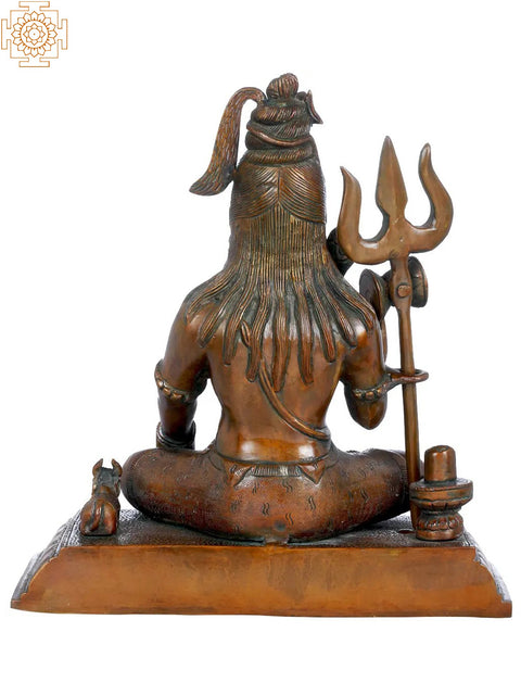 10" Blessing Shiva With Shiva Linga In Brass