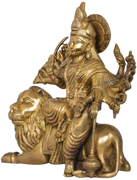11" Eighteen Armed Mother Goddess Durga In Brass | Handmade | Made In India